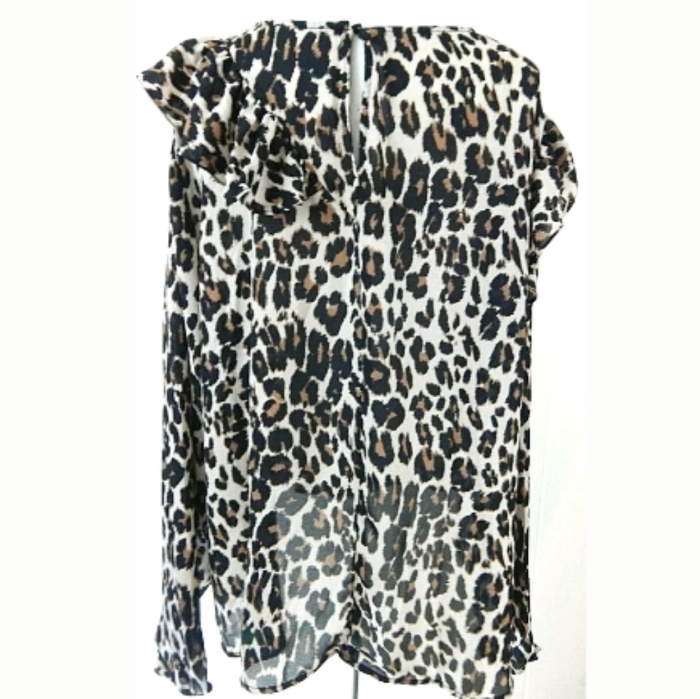 Lane Bryant Leopard Print Ruffle Blouse - Picture 3 of 5